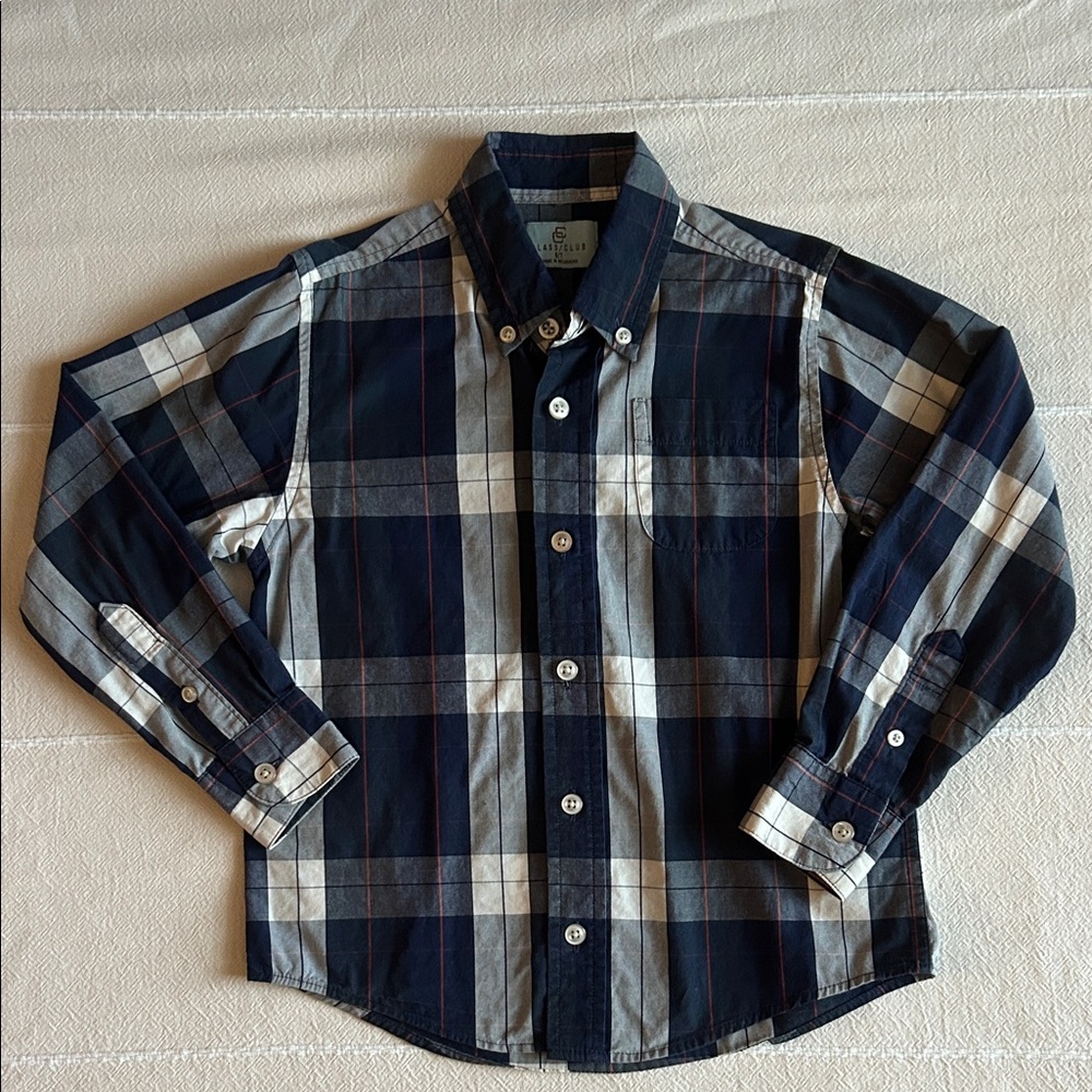 Class Club Blue and White Plaid Button Down Shirt